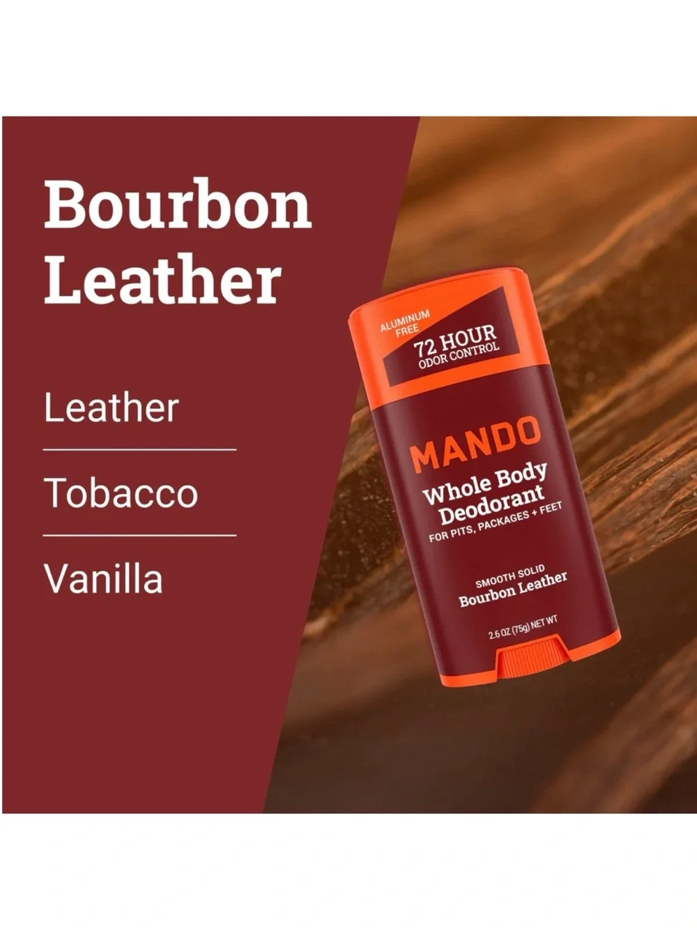 Mando Bourbon Leather Smooth Solid Whole Body Deodorant 2.6oz